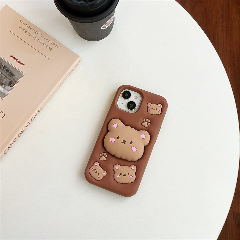 Teddy Bear 3D Cartoon Case Cotton Candy Love Graphic Animal Case with Holder
